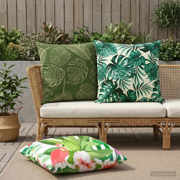 Pyntepuder HEERLEN bladdesign 2 stk. 80 x 80 cm
