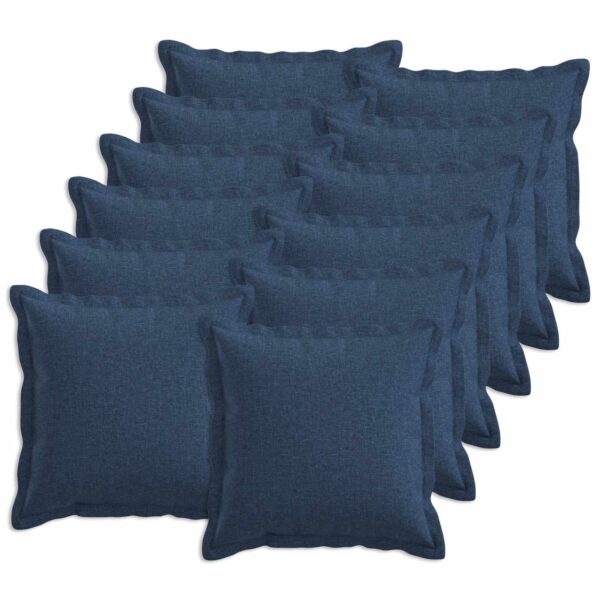 Pyntepuder HOUTEN 12 stk. blå 45 x 45 cm - faux linned