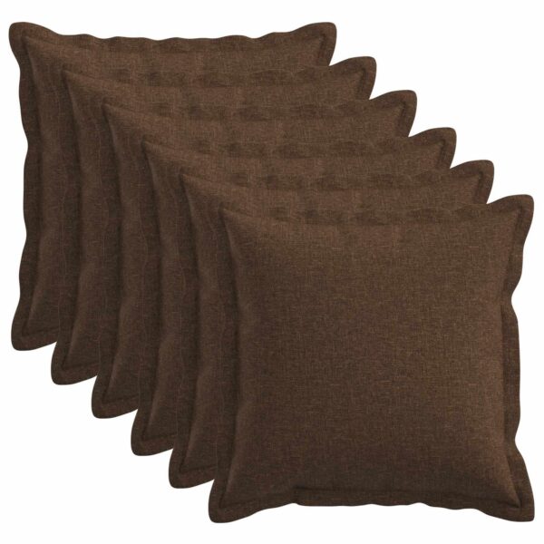 Pyntepuder HOUTEN 6 stk. - brun 40 x 40 cm i faux linned