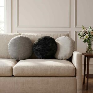 Pyntepuder Heerlen 2 stk. - antracit chenille, Ø 40 cm