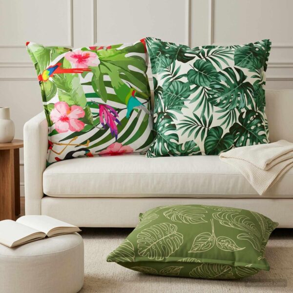 Pyntepuder med bladdesign 65 x 65 cm - 2 stk.