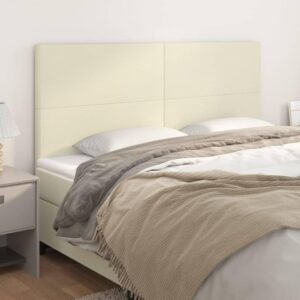 Sengegavl i creme kunstlæder 160 x 5 x 118/128 cm