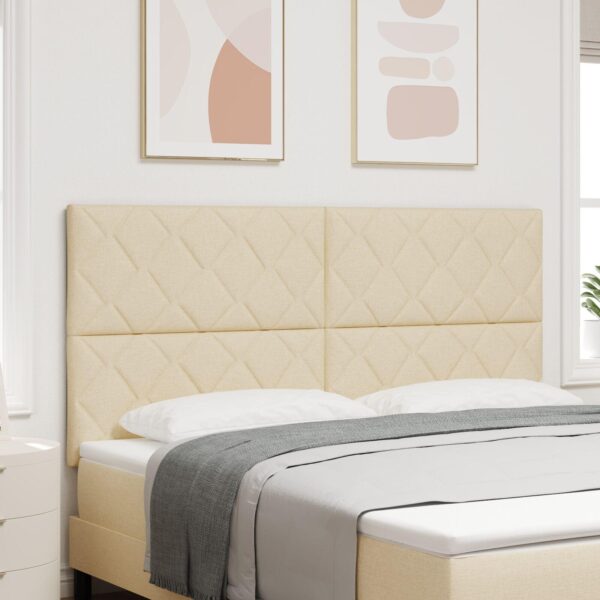 Sengegavl i creme stof - 180 x 7 x 128 cm