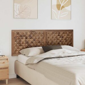 Sengegavl i massiv teak med 3D-effekt - naturfarvet 160 x 55 cm