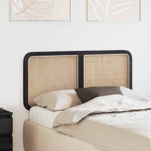 Sengegavl i rattan - sort, 120 x 55 x 3 cm