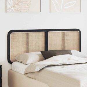 Sengegavl i rattan - sort 140 x 55 x 3 cm