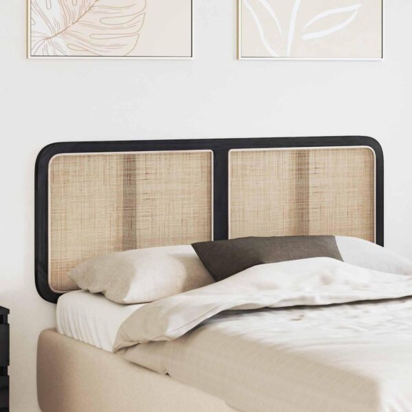 Sengegavl i rattan - sort 140 x 55 x 3 cm