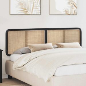 Sengegavl i rattan - sort, 180 x 55 x 3 cm