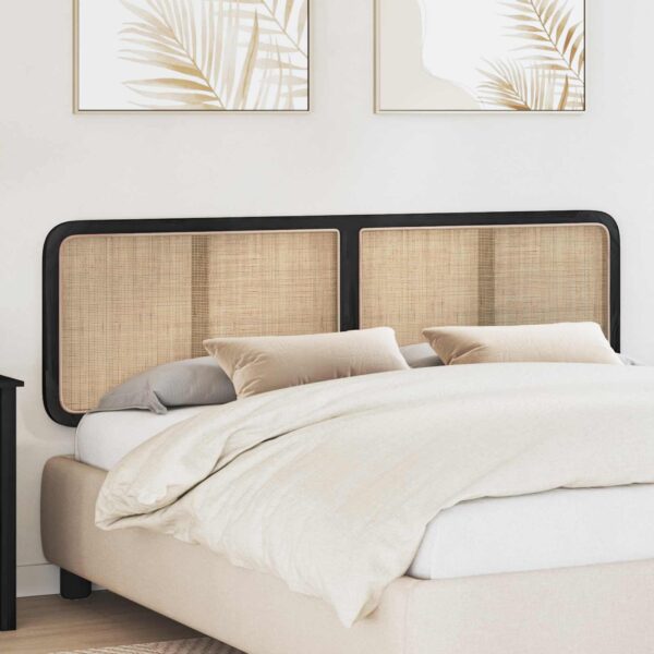 Sengegavl i rattan - sort, 180 x 55 x 3 cm