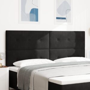 Sengegavl i sort fløjl - 200 x 7 x 118-128 cm