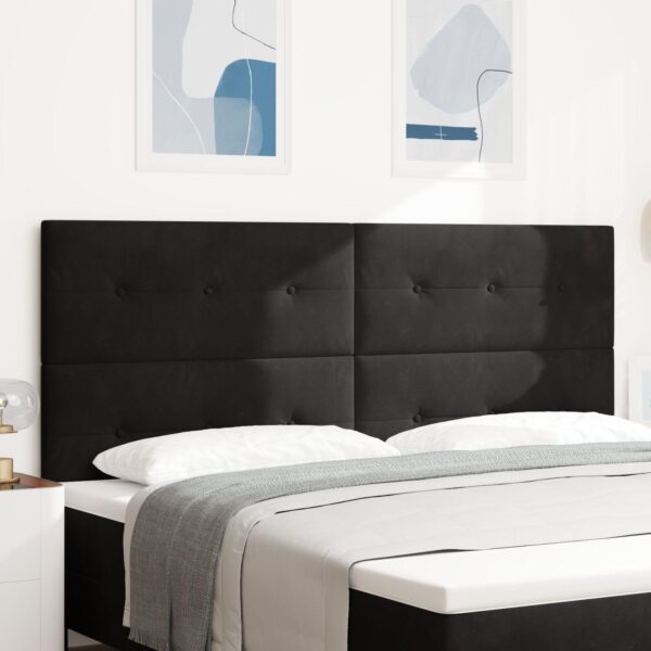 Sengegavl i sort fløjl - 200 x 7 x 118-128 cm