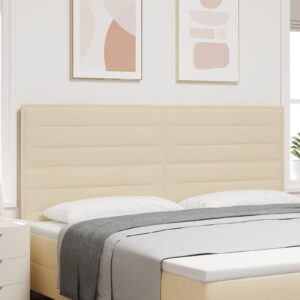 Sengegavl i stof - creme 200 x 7 x 128 cm