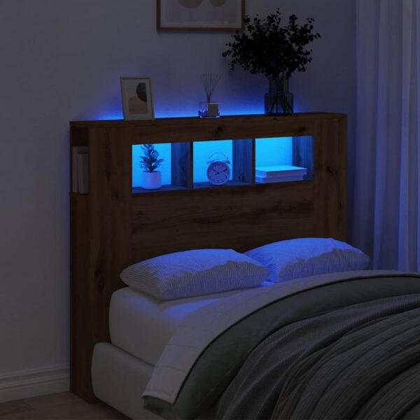 Sengegavl med LED-lys 120 x 18,5 x 103,5 cm - kunsteg