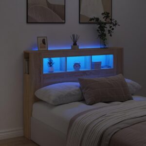Sengegavl med LED-lys 140 x 18,5 x 103,5 cm - sonoma-eg