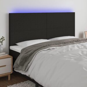 Sengegavl med LED-lys 160 x 5 x 118/128 cm - sort