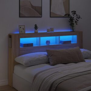 Sengegavl med LED-lys 180 x 18,5 x 103,5 cm - sonoma-eg