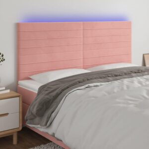 Sengegavl med LED-lys 180 x 5 x 118/128 cm - lyserød