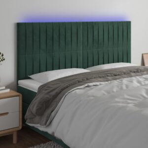 Sengegavl med LED-lys 180 x 5 x 118/128 cm - mørkegrøn
