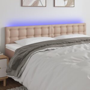 Sengegavl med LED-lys 180 x 5 x 78/88 cm - cappuccino