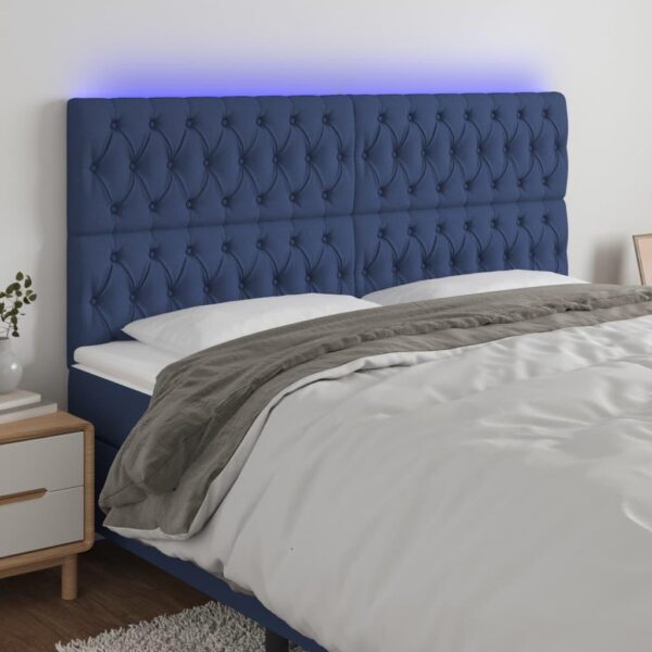 Sengegavl med LED-lys 180 x 7 x 118/128 cm - blå