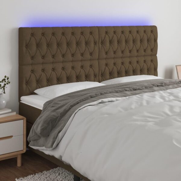 Sengegavl med LED-lys 180 x 7 x 118/128 cm - mørkebrun