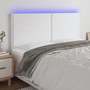 Sengegavl med LED-lys 200 x 5 x 118/128 cm - hvid