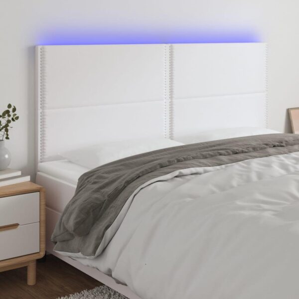 Sengegavl med LED-lys 200 x 5 x 118/128 cm - hvid