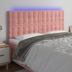 Sengegavl med LED-lys 200 x 5 x 118/128 cm - lyserød