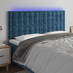 Sengegavl med LED-lys 200 x 5 x 118/128 cm - mørkeblå