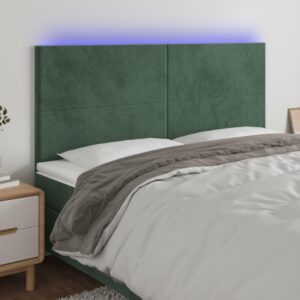 Sengegavl med LED-lys 200 x 5 x 118/128 cm - mørkegrøn