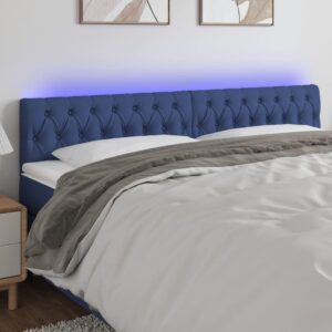Sengegavl med LED-lys 200 x 7 x 78/88 cm - blå