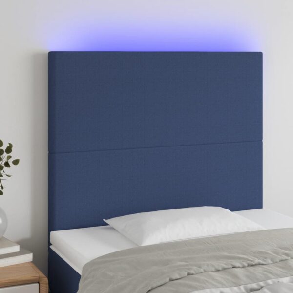 Sengegavl med LED-lys 90 x 5 x 118/128 cm - blå