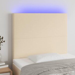 Sengegavl med LED-lys 90 x 5 x 118/128 cm - cremefarvet