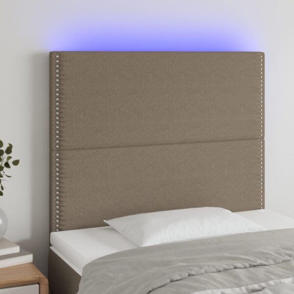 Sengegavl med LED-lys 90 x 5 x 118/128 cm - gråbrun