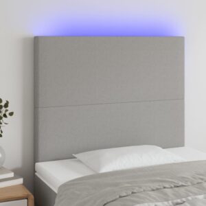 Sengegavl med LED-lys 90 x 5 x 118/128 cm - lysegrå