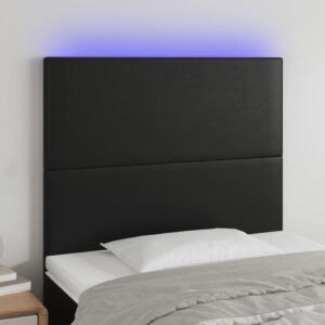 Sengegavl med LED-lys 90 x 5 x 118/128 cm - sort