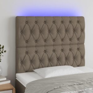 Sengegavl med LED-lys 90 x 7 x 118/128 cm - gråbrun