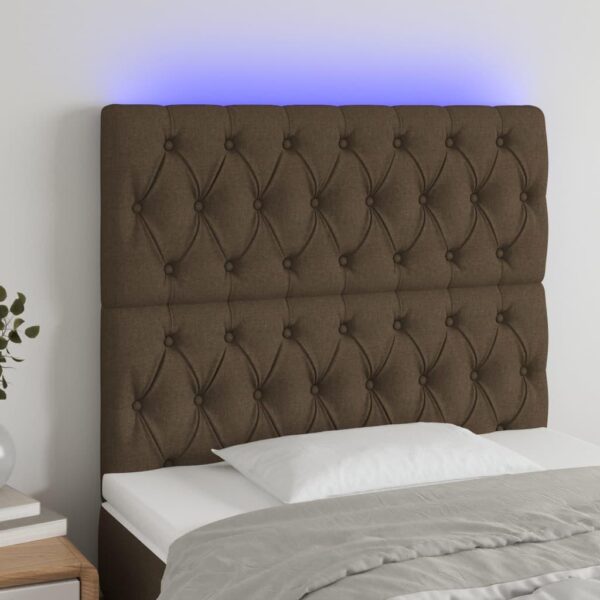Sengegavl med LED-lys 90 x 7 x 118/128 cm - mørkebrun