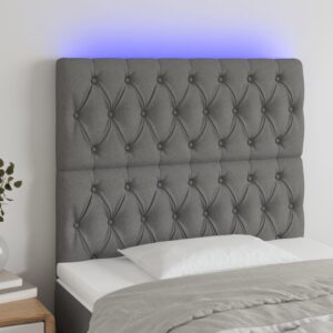 Sengegavl med LED-lys 90 x 7 x 118/128 cm - mørkegrå