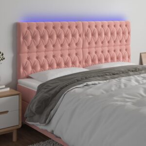 Sengegavl med LED-lys i fløjl 180 x 7 x 118/128 cm - lyserød