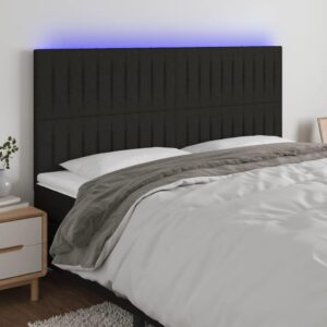 Sengegavl med LED-lys i stof 200 x 5 x 118/128 cm - sort