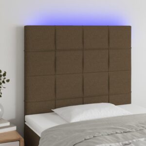 Sengegavl med LED-lys i stof 90 x 5 x 118/128 cm - mørkebrun