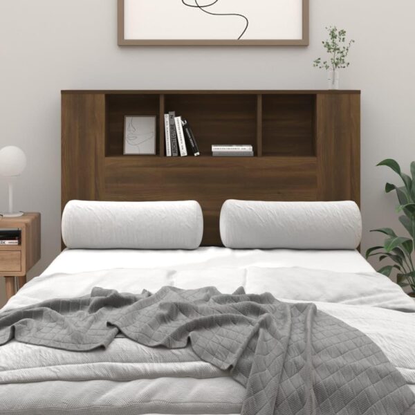 Sengegavl med opbevaring 120 x 18,5 x 102,5 cm - brun egetræsfarve