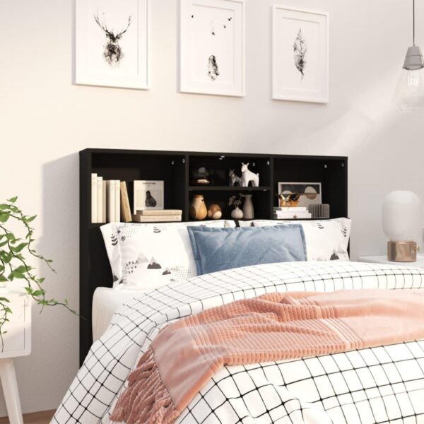 Sengegavl med opbevaring 120 x 19 x 103,5 cm - sort