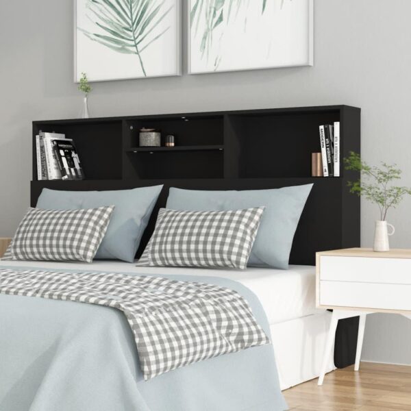 Sengegavl med opbevaring 160 x 19 x 103,5 cm - sort