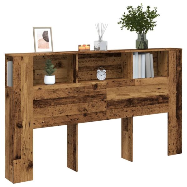 Sengegavl med opbevaring 180 x 18,5 x 102,5 cm - antikt træ