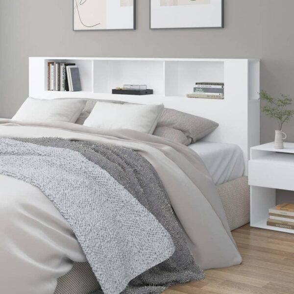 Sengegavl med opbevaring 200 x 18,5 x 104,5 cm - hvid
