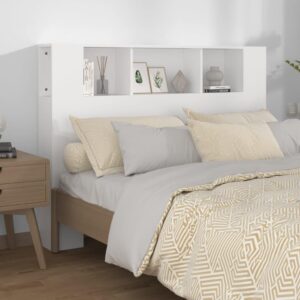 Sengegavl med opbevaring - hvid, 140 x 18,5 x 104,5 cm