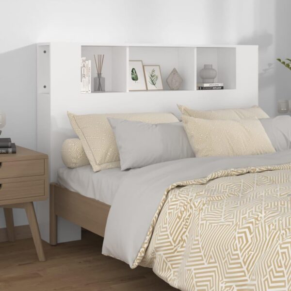Sengegavl med opbevaring - hvid, 140 x 18,5 x 104,5 cm