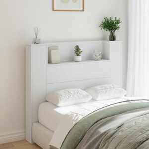 Sengegavl med opbevaring og LED - hvid, 120 cm